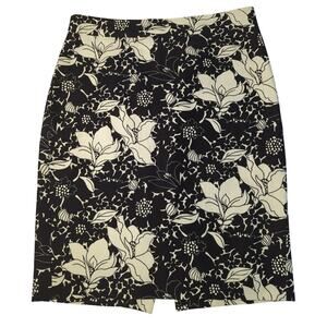 J.Crew Floral Black/Cream Soft Woven Fabric Lined Pencil Skirt Juniors Size 00